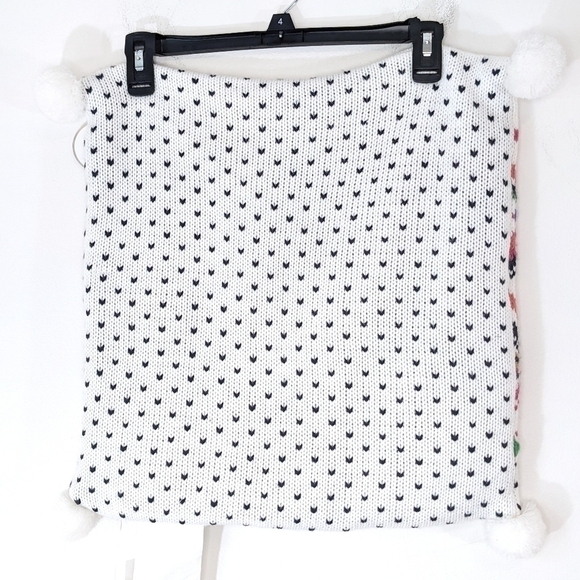 Decorative square knit pillow cover fair isle geometric pom teen tween NWT - Picture 2 of 7